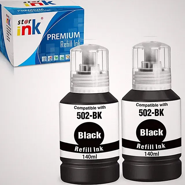 Compatible 502 Ink Refill Bottle Black Replacement for Epson 502 Black Ink fo...