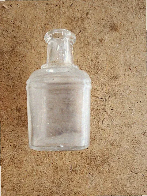 Vintage Square R. M. Ink Bottle / Glass 2.75" tall x 1.25" sq. (AS 10)
